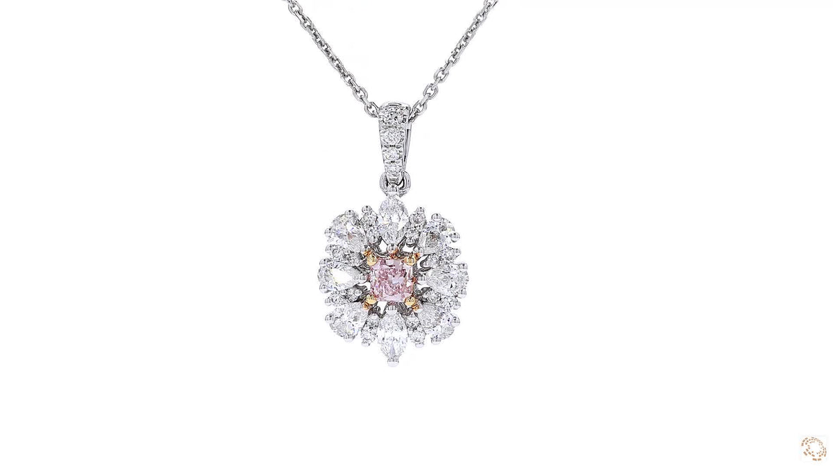 18K白金 0.14ct Fancy Pink 粉紅鑽吊咀