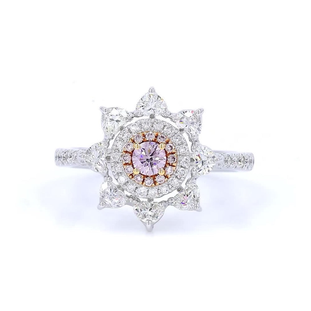 18K白金 0.13ct 粉紅鑽戒指