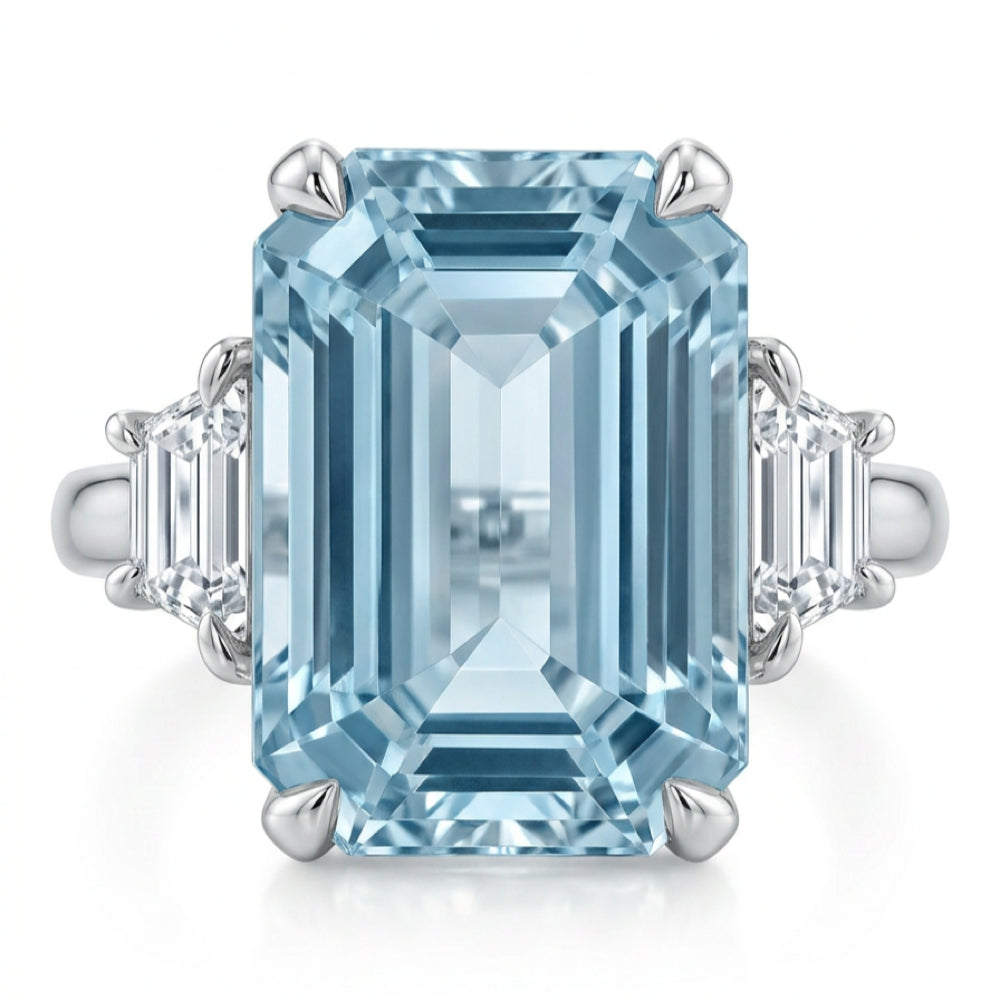 18K白金 5.22ct 海藍寶石戒指