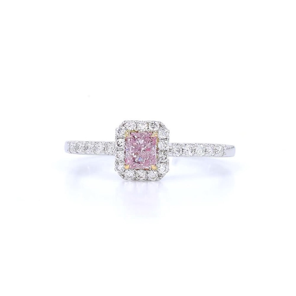 18K白金 0.33ct Fancy Light Pink 粉紅鑽戒指