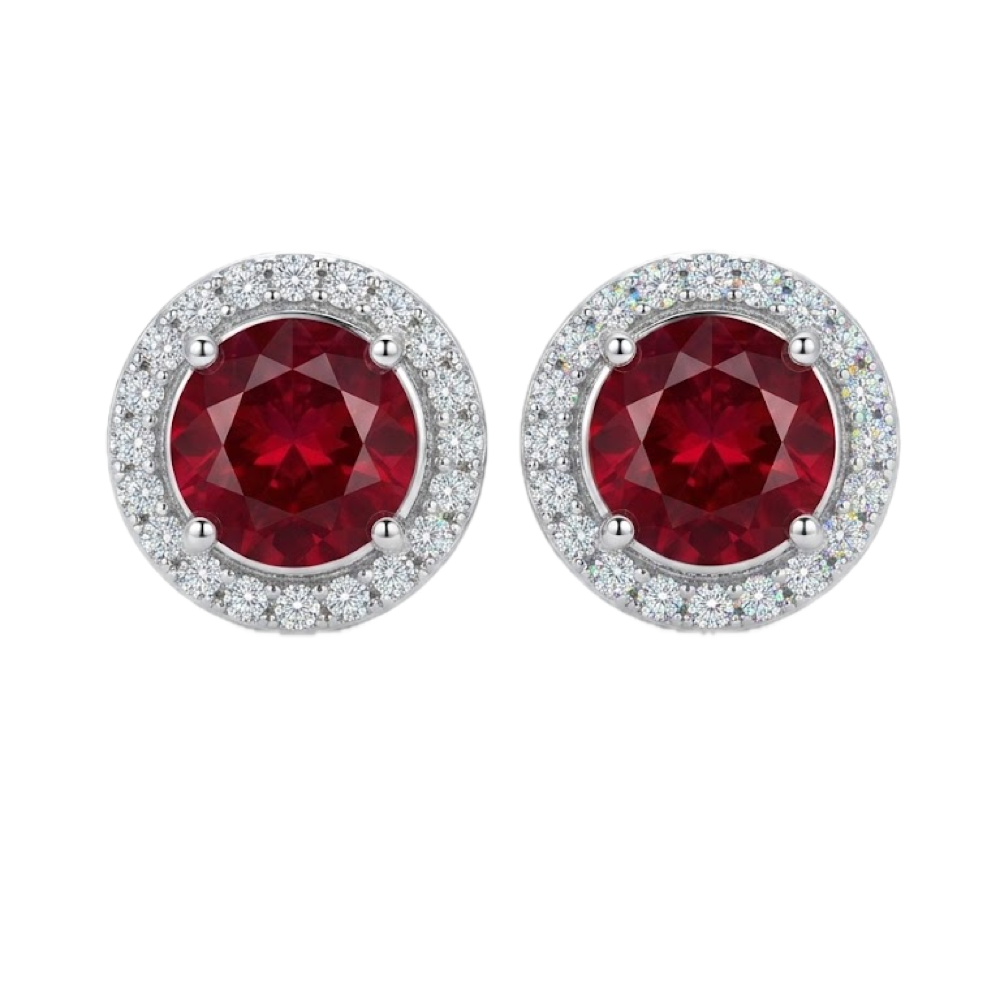 18K白金 2.49ct 紅寶石耳環