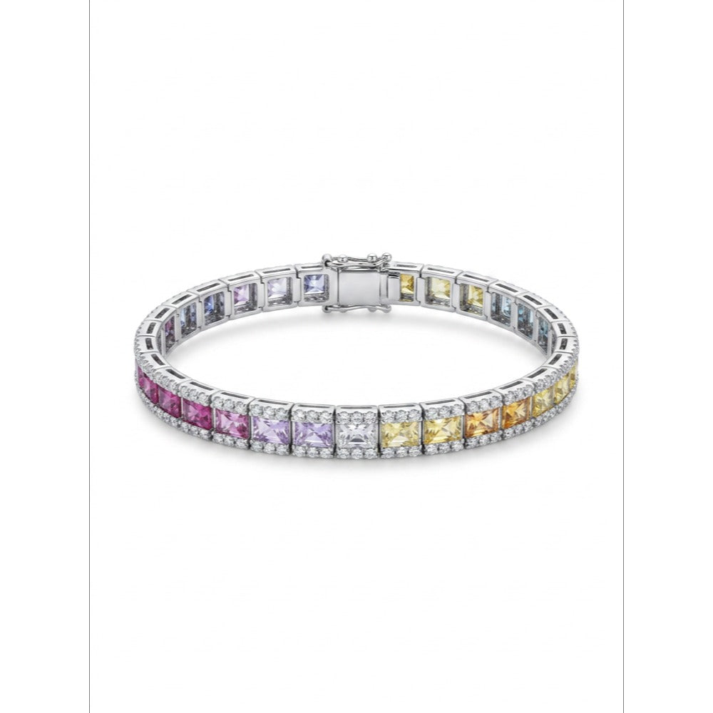 18K White Gold Rainbow Sapphire Bracelet