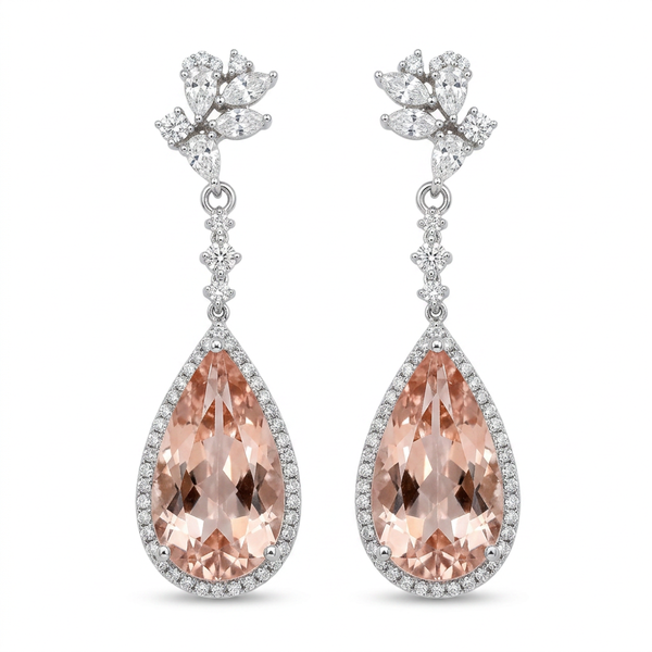 18K White Gold 10.87ct Morganite Earrings