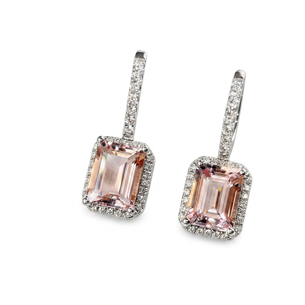 18K White Gold 4.23ct Morganite Earrings