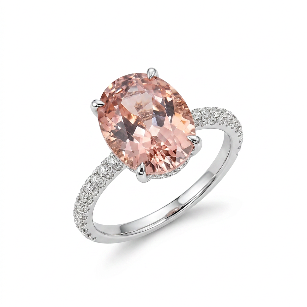 18K White Gold 4.73ct Morganite Ring