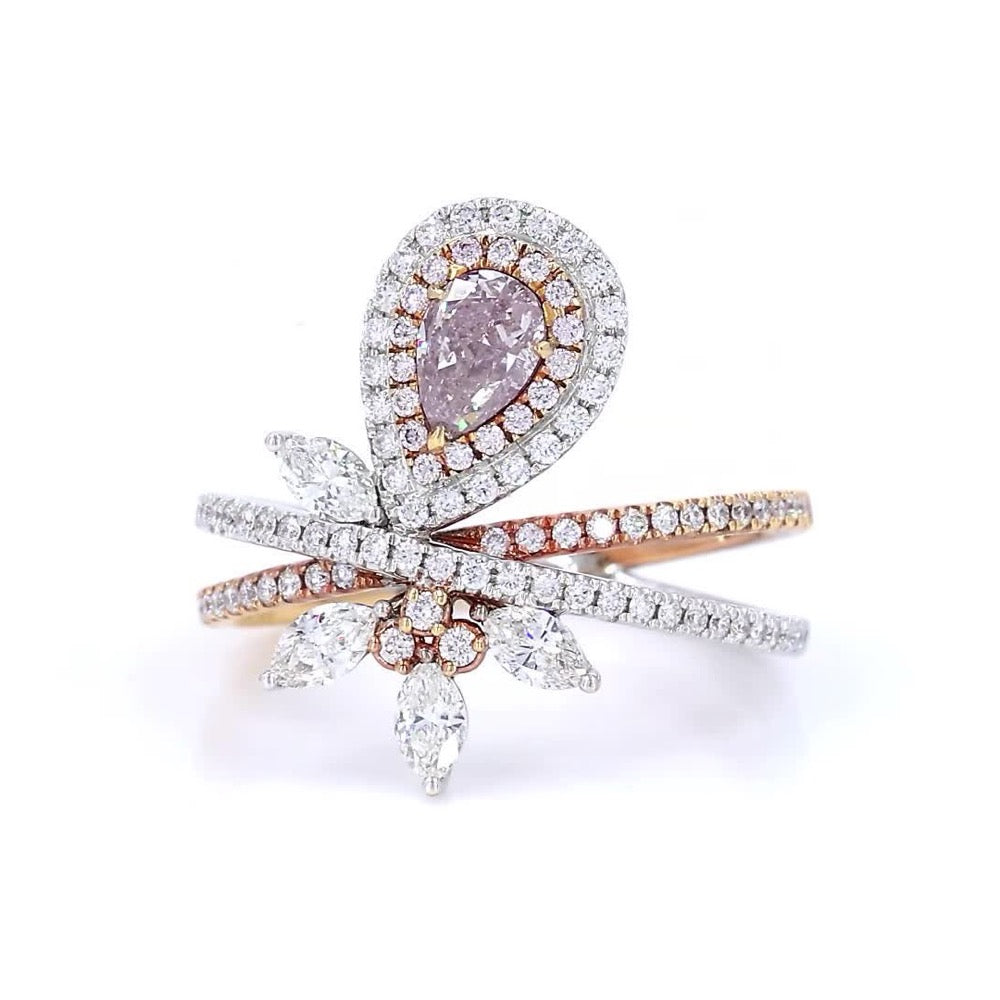 18K白金 0.43ct Fancy Light Pink 粉紅鑽戒指