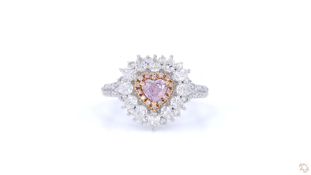 18K白金 0.34ct Fancy Purplish Pink 粉紅鑽戒指