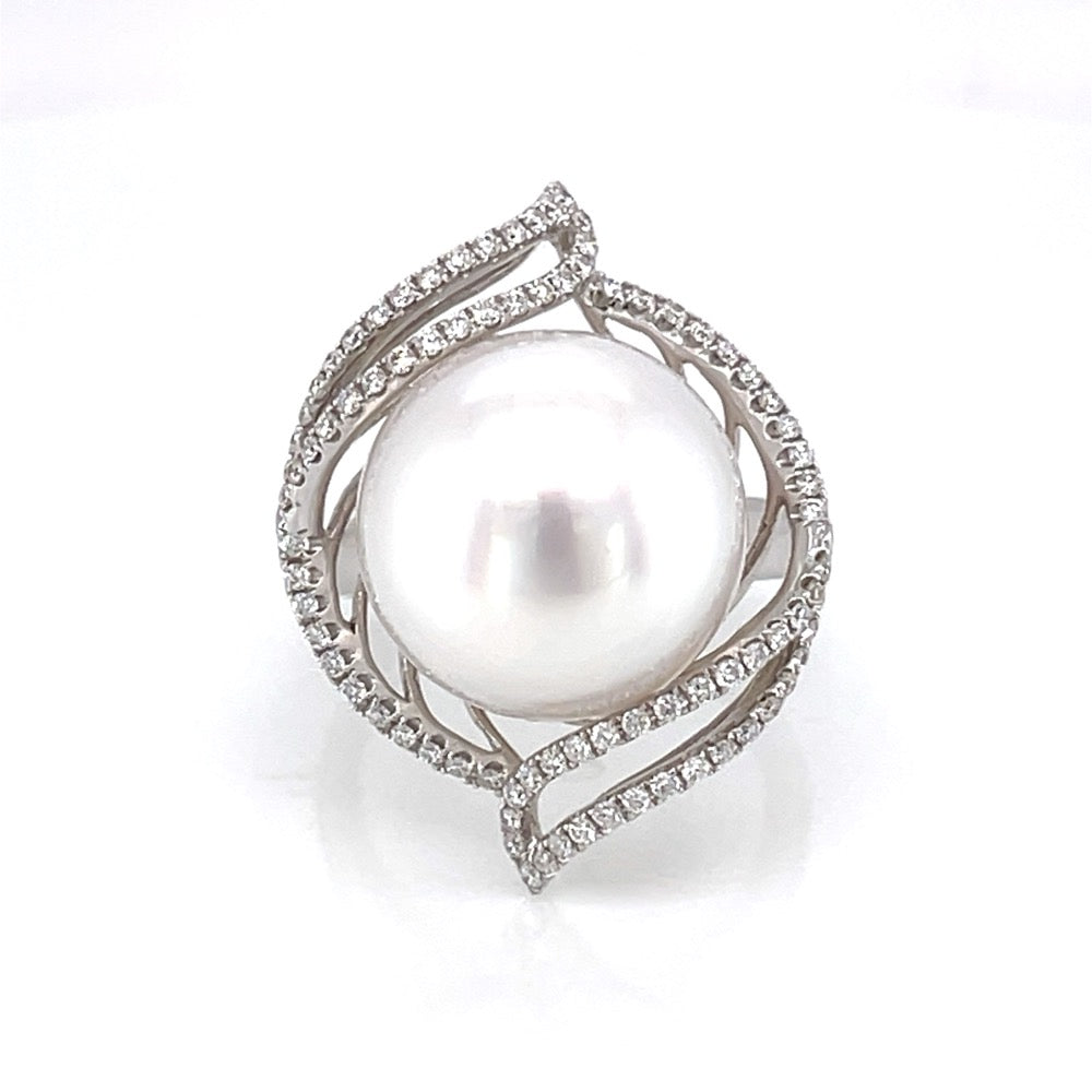 18K White Gold Pearl Ring