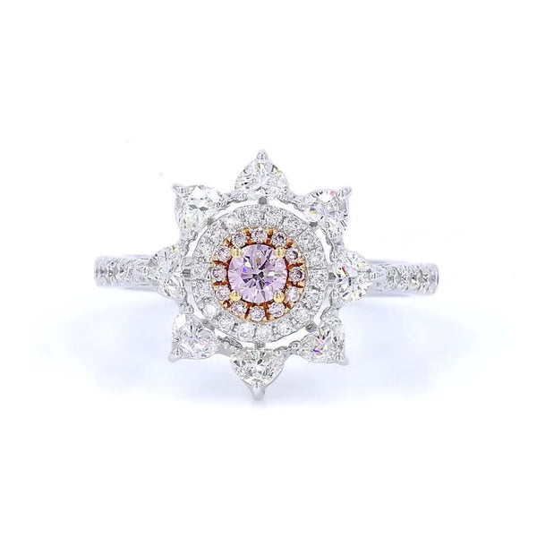 18K白金 0.13ct 粉紅鑽戒指