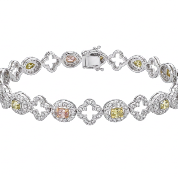 18K White Gold 0.89ct Fancy Colour Diamond Bracelet