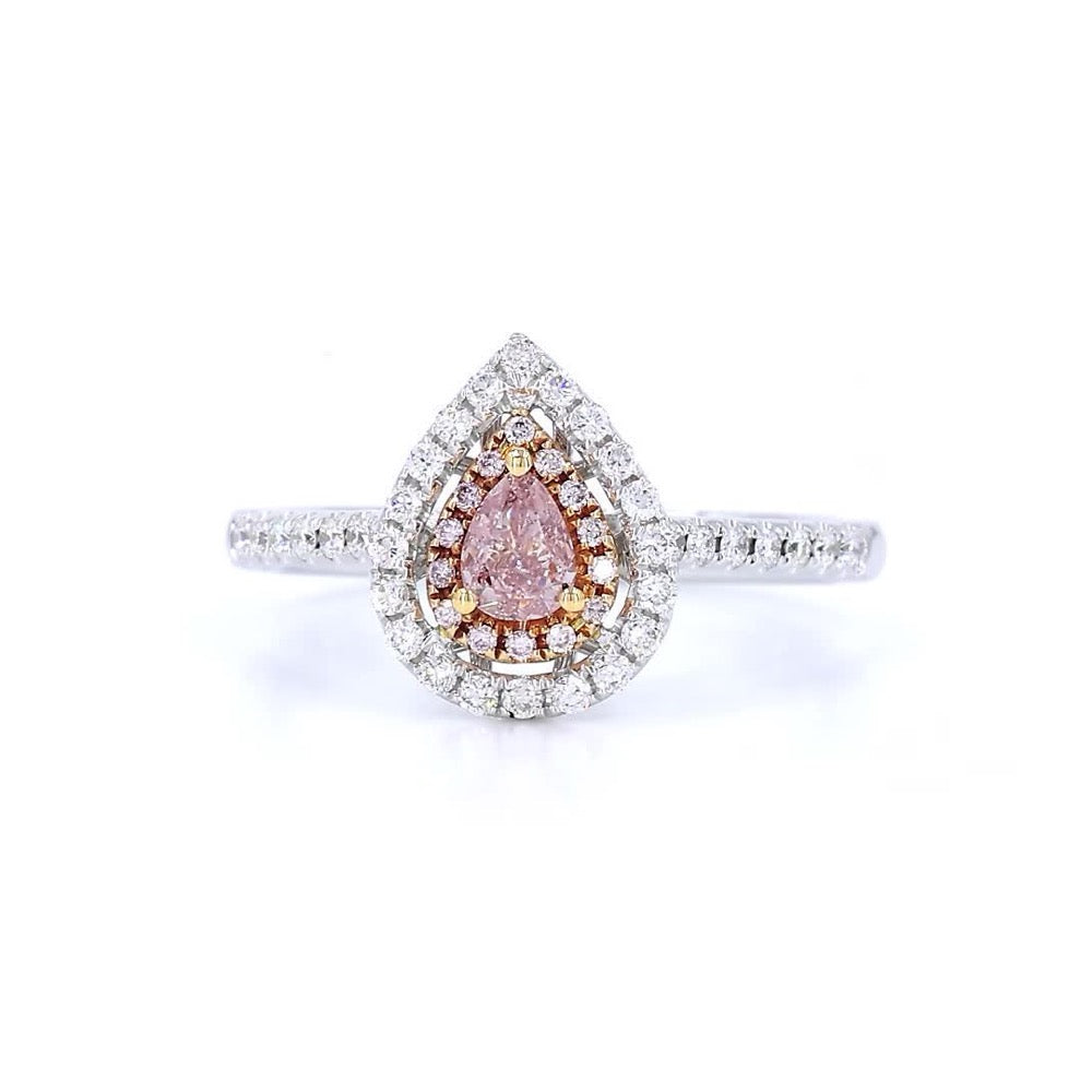 18K白金 0.26ct Fancy Orangy Pink 粉紅鑽戒指