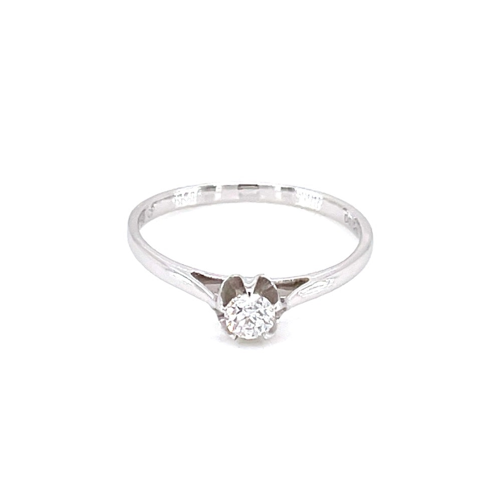 18K白金 0.15ct 鑽石戒指