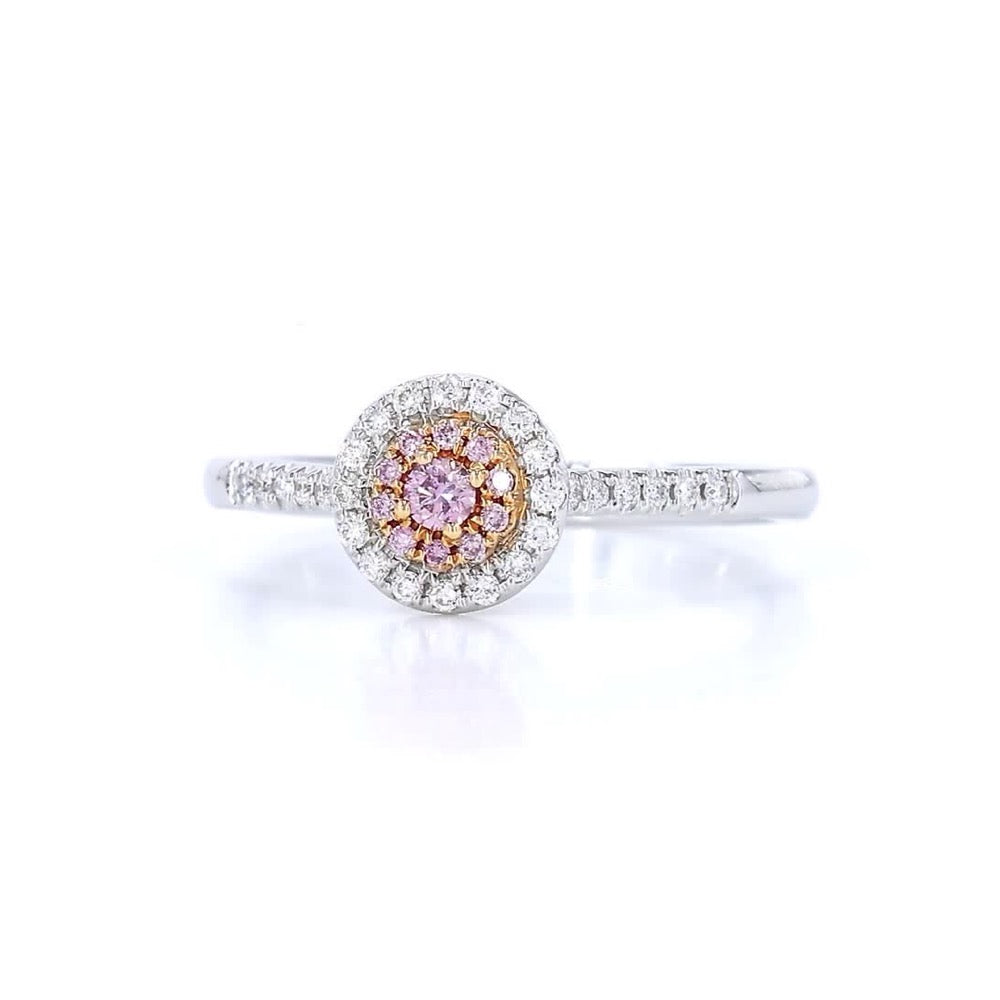 18K白金 0.05ct 粉紅鑽戒指
