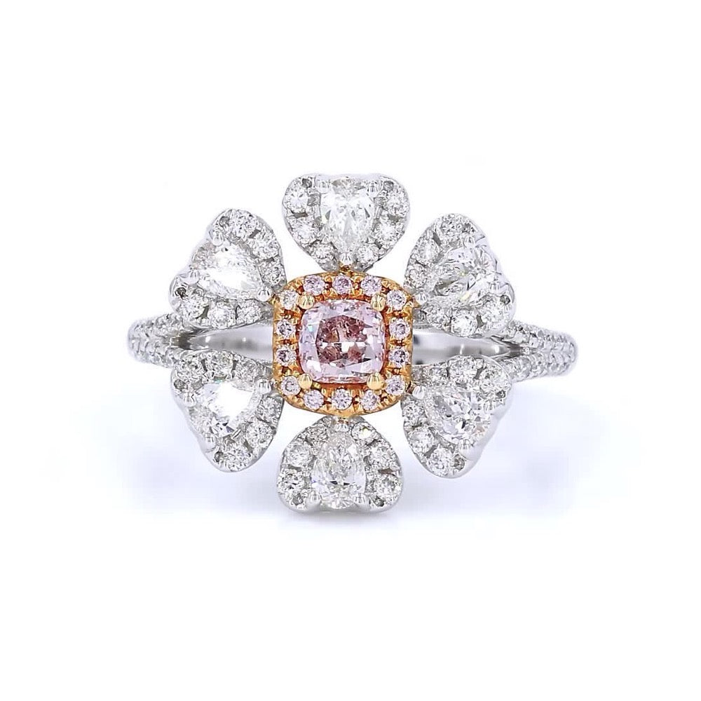 18K白金 0.26ct Fancy Pink 粉紅鑽戒指