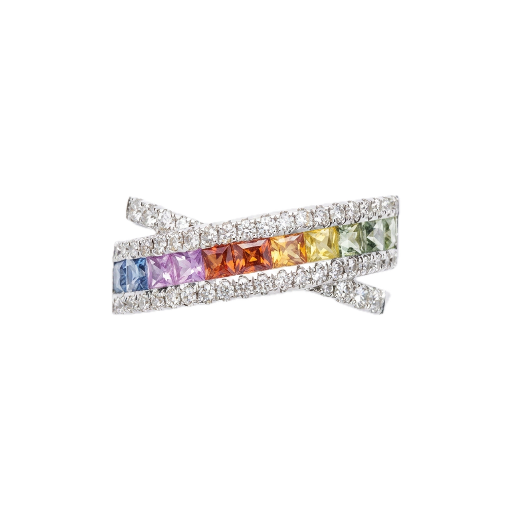 18K白金 1.26ct 彩虹藍寶石戒指