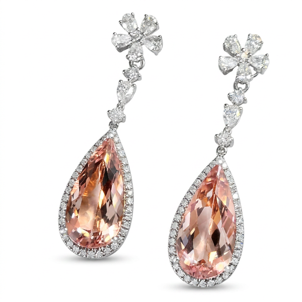 18K White Gold 8.87ct Morganite Earrings