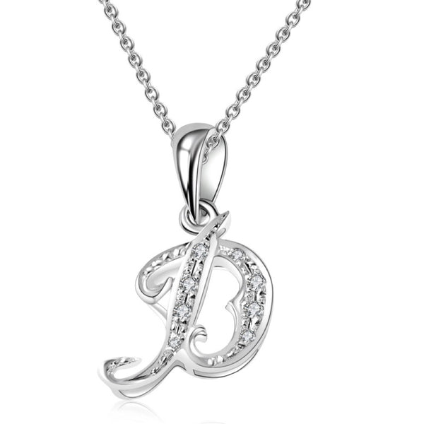 18K White Gold Letter Pendant D