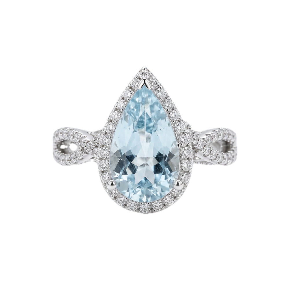 18K白金 2.65ct 海藍寶石戒指