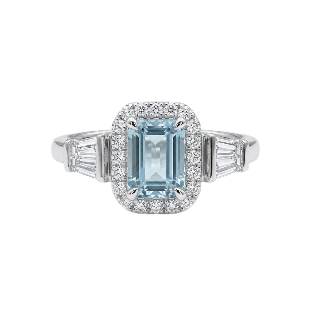 18K白金 0.97ct 海藍寶石戒指