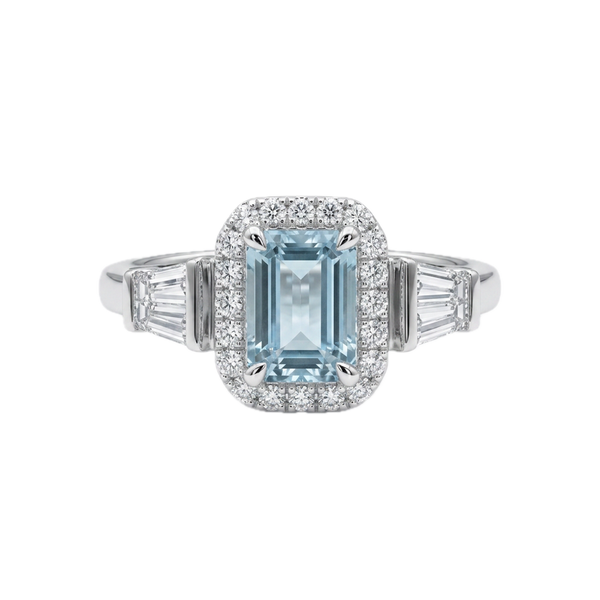 18K白金 0.97ct 海藍寶石戒指