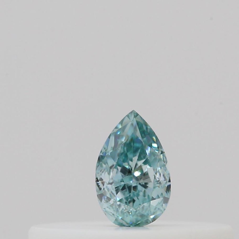 GIA 彩鑽 藍鑽 0.09ct Fancy Intense Green-blue