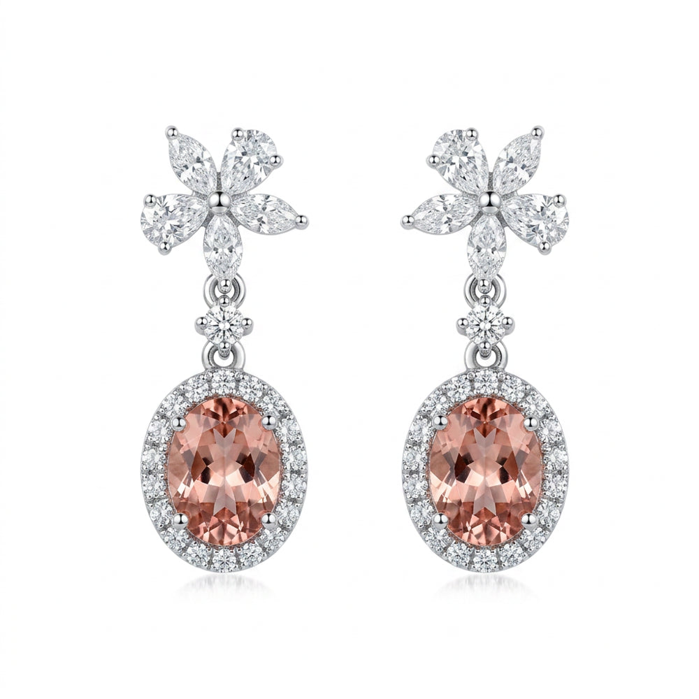 18K White Gold 1.38ct Morganite Earrings