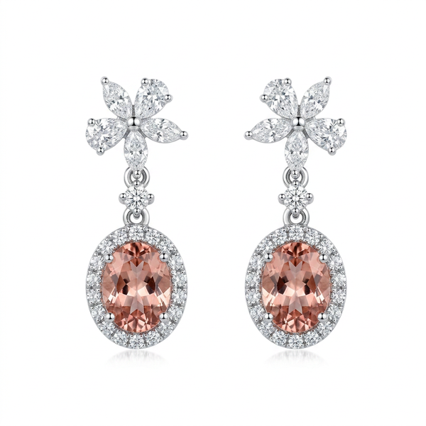 18K White Gold 1.38ct Morganite Earrings