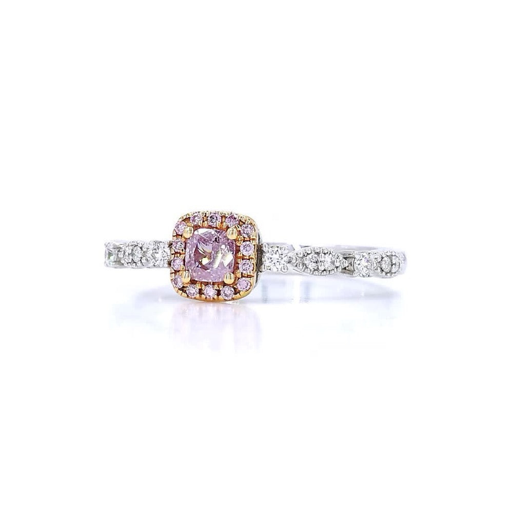 18K白金 0.21ct Fancy Pink 粉紅鑽戒指
