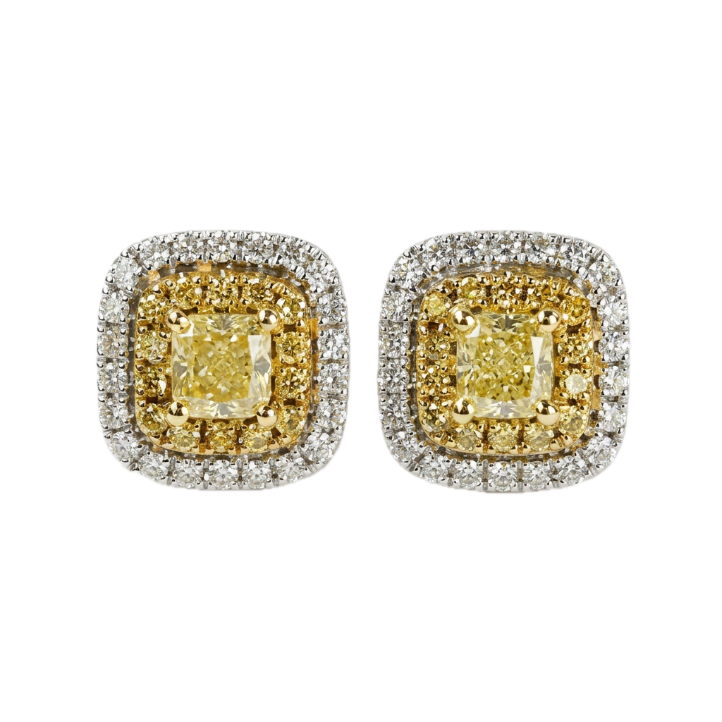 18K白金 0.53ct 彩鑽耳環