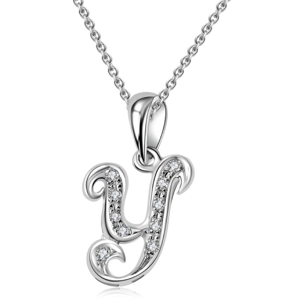 18K White Gold Letter Pendant Y