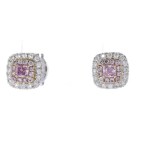18K White Gold 0.16ct Pink Diamond Earrings