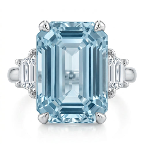 18K白金 5.22ct 海藍寶石戒指