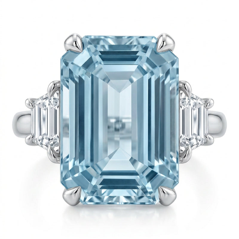 18K白金 5.22ct 海藍寶石戒指