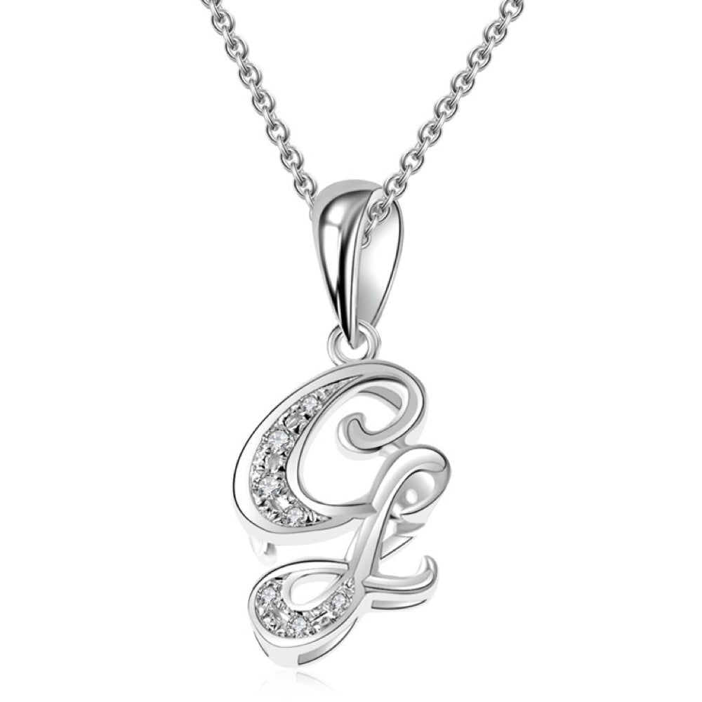 18K White Gold Letter Pendant G