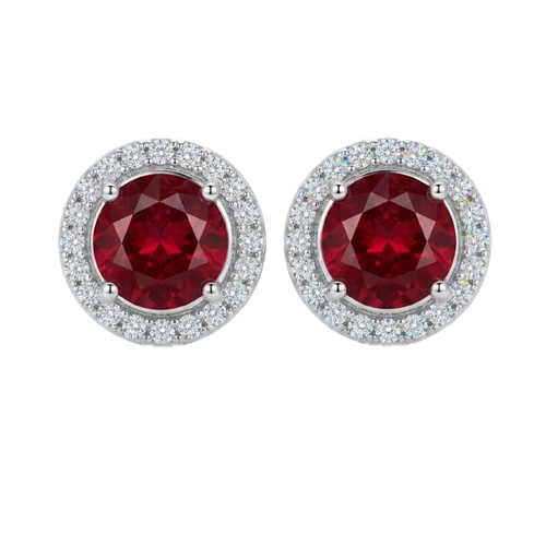 18K White Gold 2.49ct Ruby Earrings