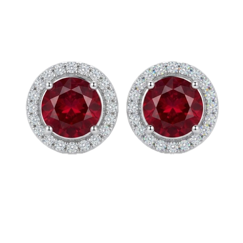 18K白金 2.49ct 紅寶石耳環