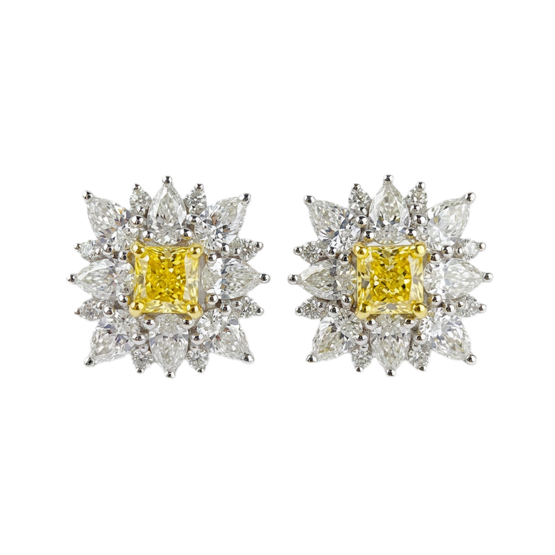 18K白金 0.59ct 彩鑽耳環
