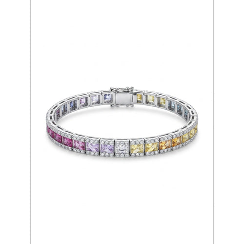 18K White Gold Rainbow Sapphire Bracelet