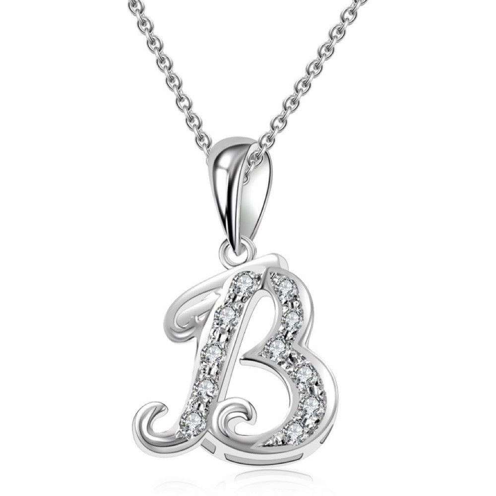 18K White Gold Letter Pendant B