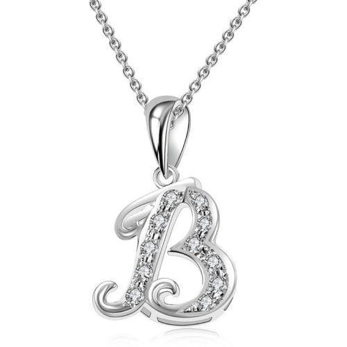 18K White Gold Letter Pendant B