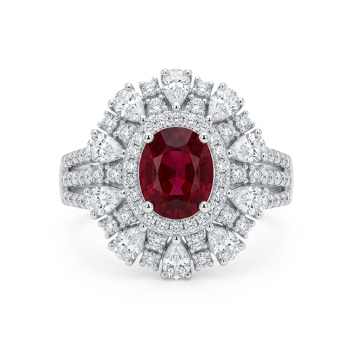 18K White Gold 1.65ct Ruby Ring
