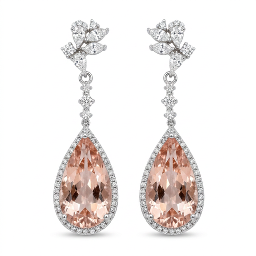 18K White Gold 10.87ct Morganite Earrings