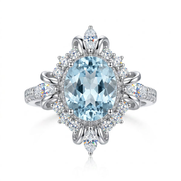 18K白金 1.62ct 海藍寶石戒指