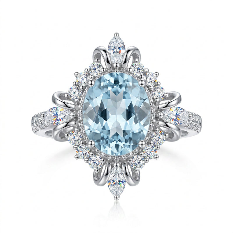 18K白金 1.62ct 海藍寶石戒指
