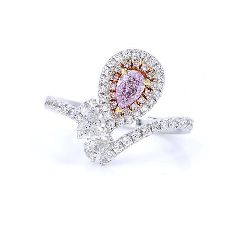 18K白金 0.26ct Fancy Pink 粉紅鑽戒指