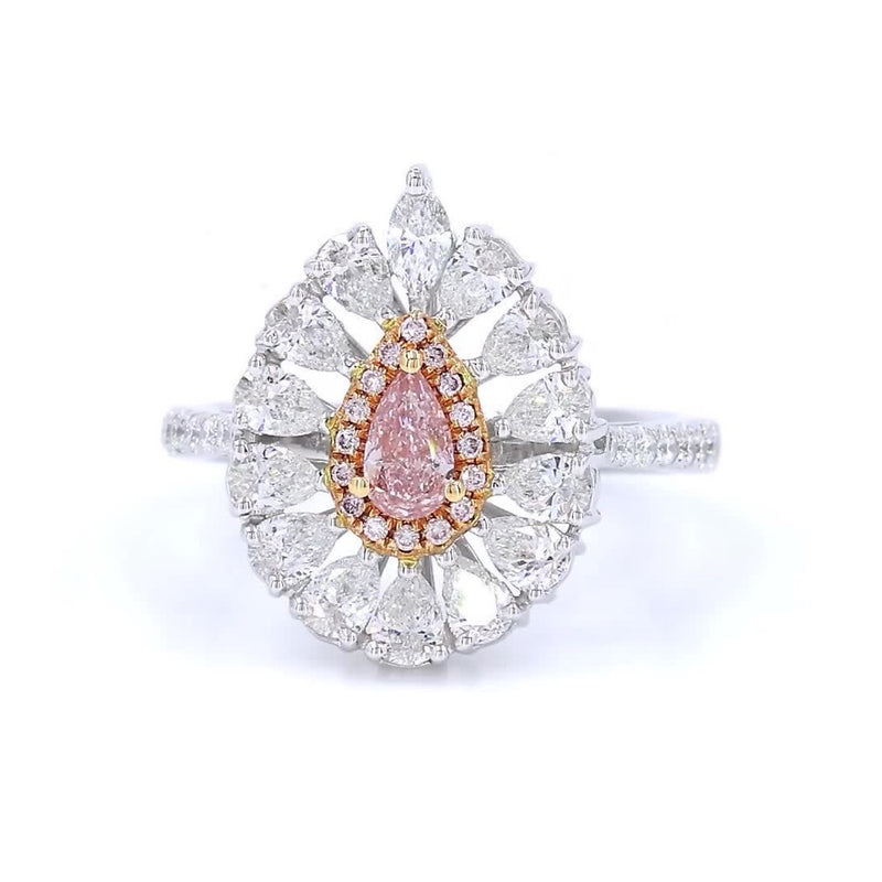 18K白金 0.25ct Fancy Orangy Pink 粉紅鑽戒指
