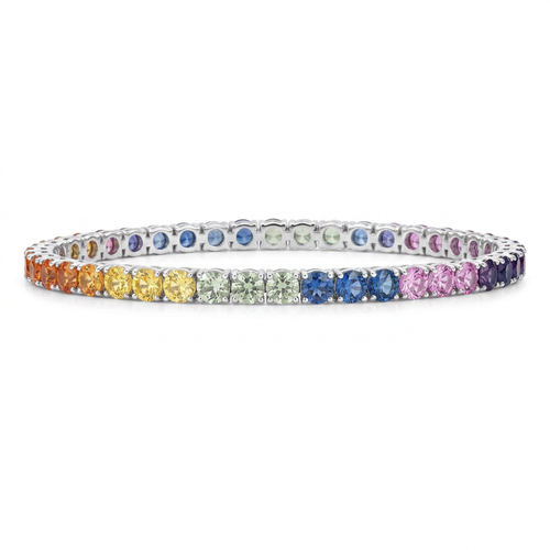 18K White Gold Rainbow Sapphire Bracelet