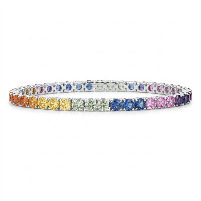 18K White Gold Rainbow Sapphire Bracelet