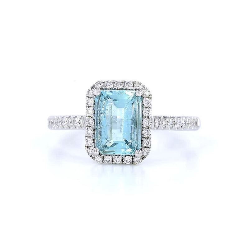 18K白金 1.23ct 海藍寶石戒指