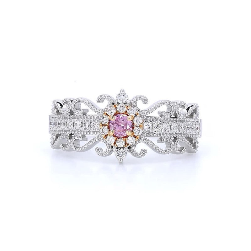 18K白金 0.10ct Fancy Intense Pink 粉紅鑽戒指